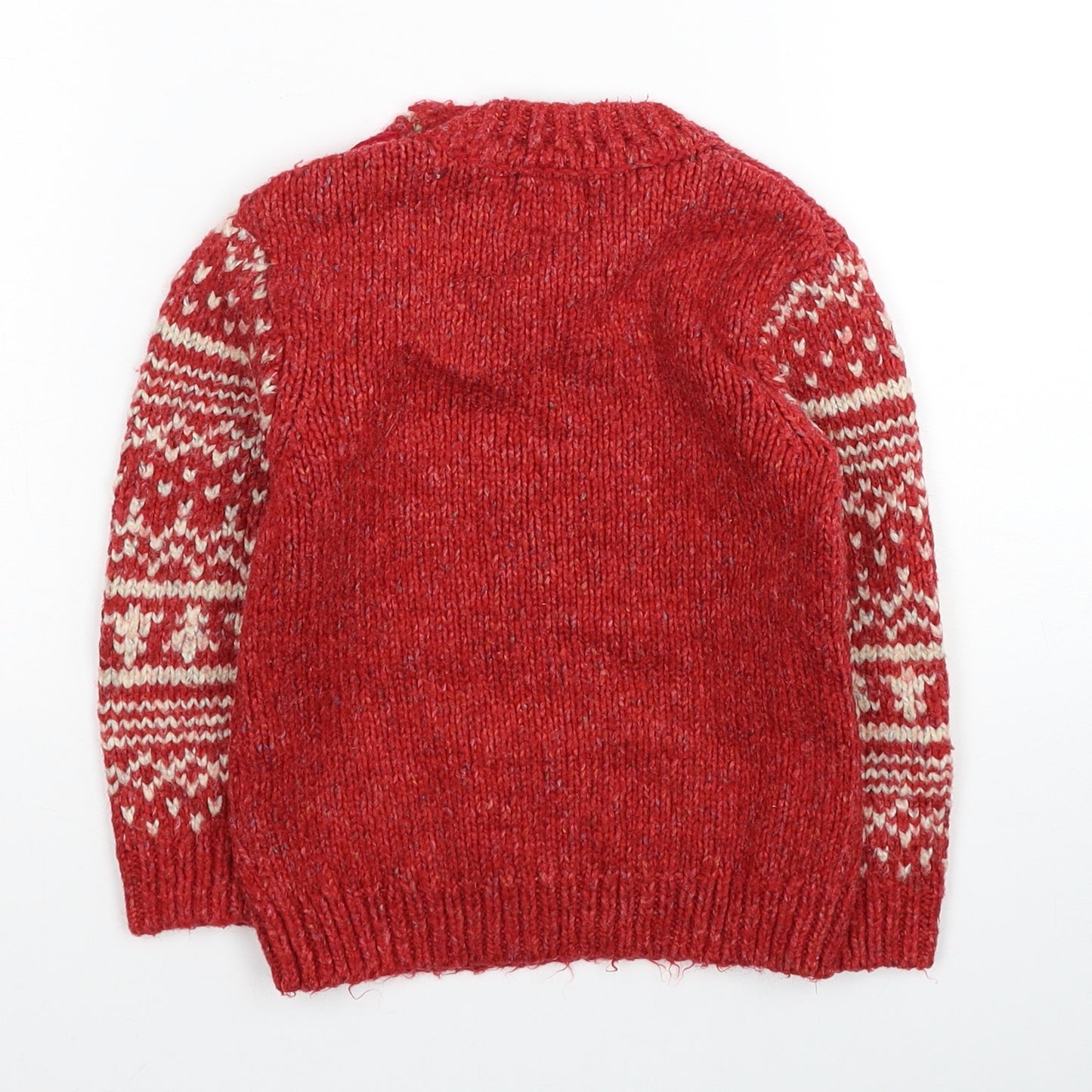 NEXT Baby Red Geometric Cotton Pullover Jumper Size 18-24 Months Button - Reindeer Christmas
