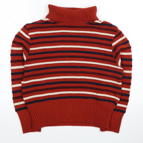Cooperative Womens Red Roll Neck Striped Acrylic Pullover Jumper Size S