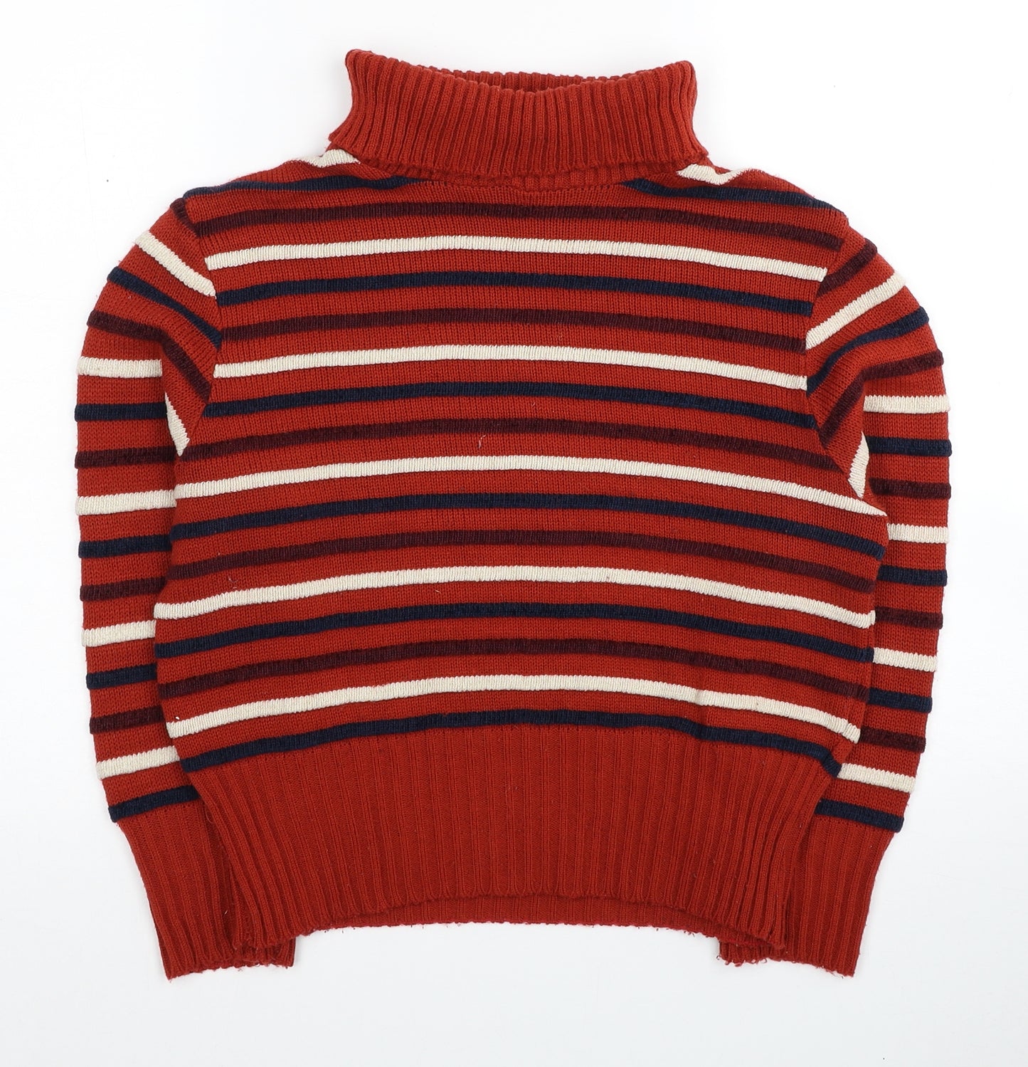 Cooperative Womens Red Roll Neck Striped Acrylic Pullover Jumper Size S
