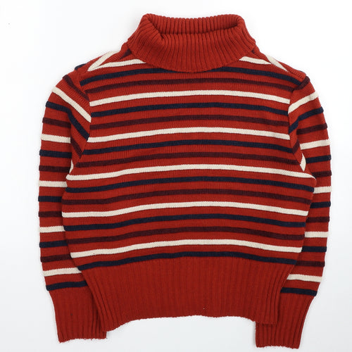Cooperative Womens Red Roll Neck Striped Acrylic Pullover Jumper Size S