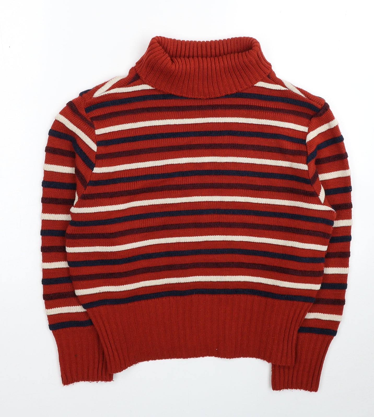Cooperative Womens Red Roll Neck Striped Acrylic Pullover Jumper Size S