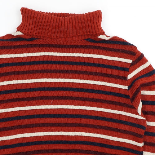Cooperative Womens Red Roll Neck Striped Acrylic Pullover Jumper Size S
