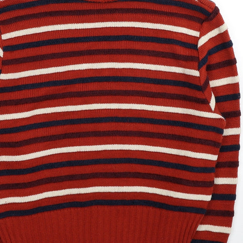 Cooperative Womens Red Roll Neck Striped Acrylic Pullover Jumper Size S
