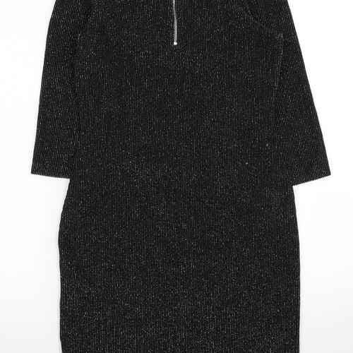 Candy Girls Black Polyester Pencil Dress Size 15 Years Off the Shoulder Zip