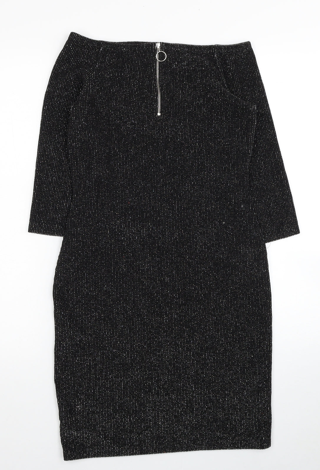 Candy Girls Black Polyester Pencil Dress Size 15 Years Off the Shoulder Zip