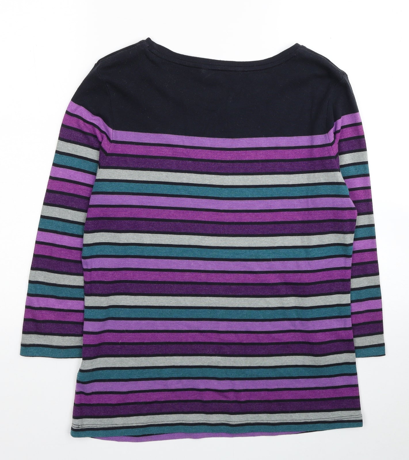 Maine Womens Multicoloured Striped Cotton Basic Blouse Size 16 Round Neck