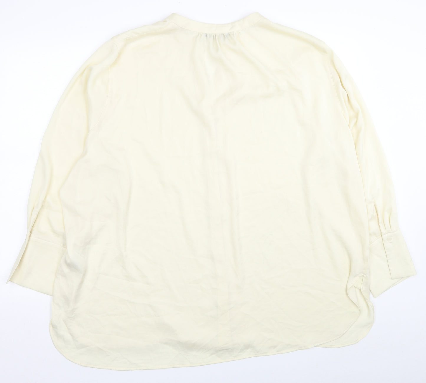 Marks and Spencer Womens Ivory Polyester Basic Button-Up Size 24 V-Neck
