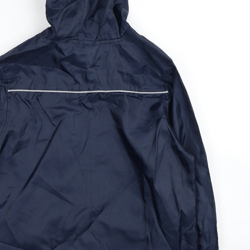 Back To School Boys Blue Rain Coat Jacket Size S Pullover