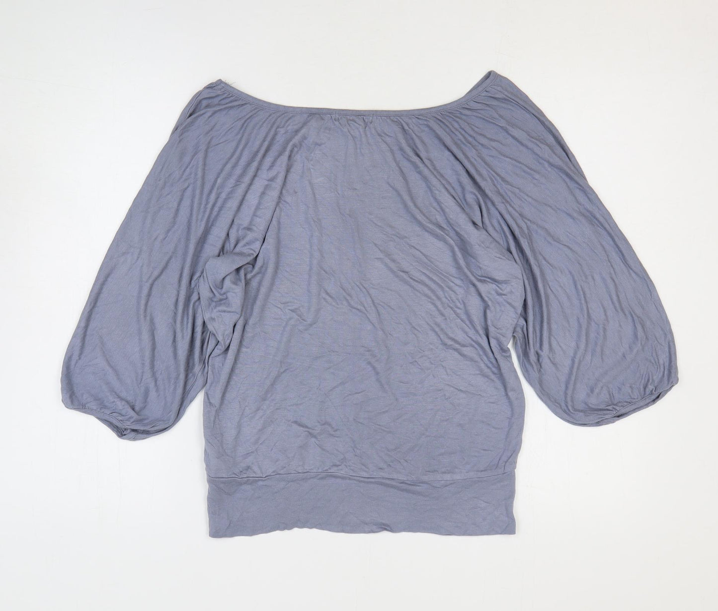 South Womens Blue Viscose Basic T-Shirt Size 10 Boat Neck