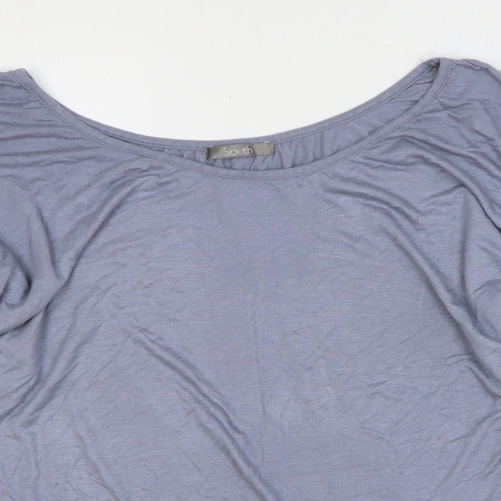 South Womens Blue Viscose Basic T-Shirt Size 10 Boat Neck