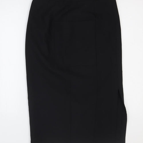 Marks and Spencer Womens Black Polyester Straight & Pencil Skirt Size 10 Zip