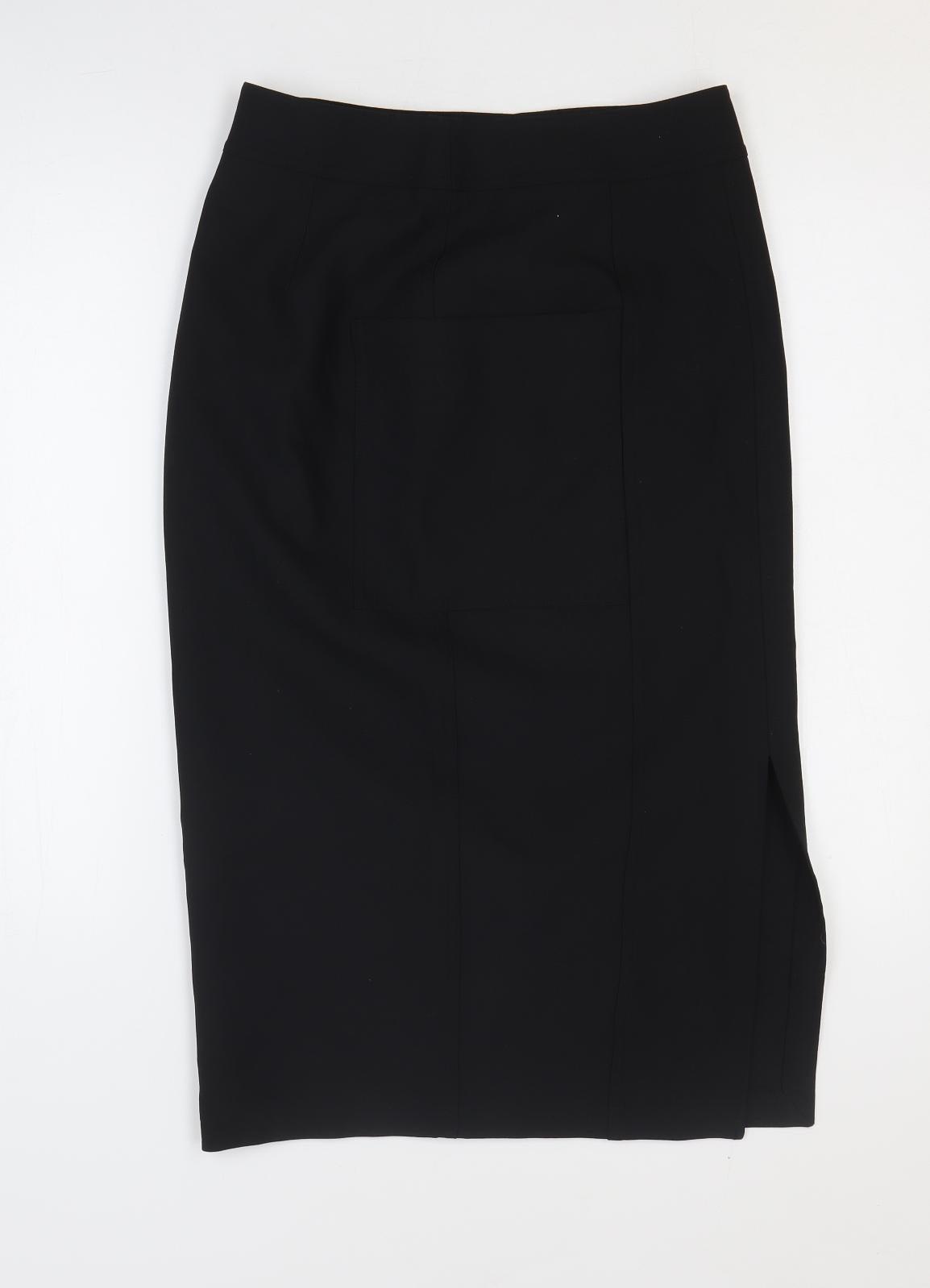Marks and Spencer Womens Black Polyester Straight & Pencil Skirt Size 10 Zip