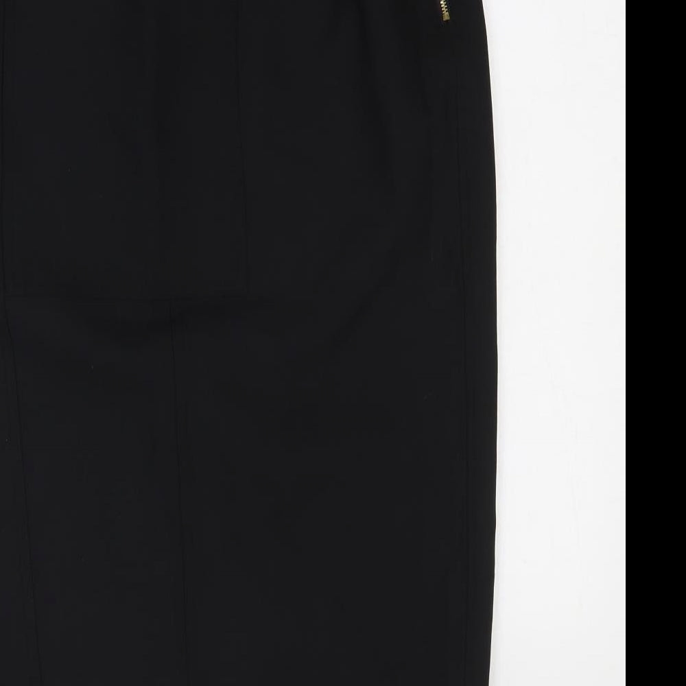 Marks and Spencer Womens Black Polyester Straight & Pencil Skirt Size 10 Zip