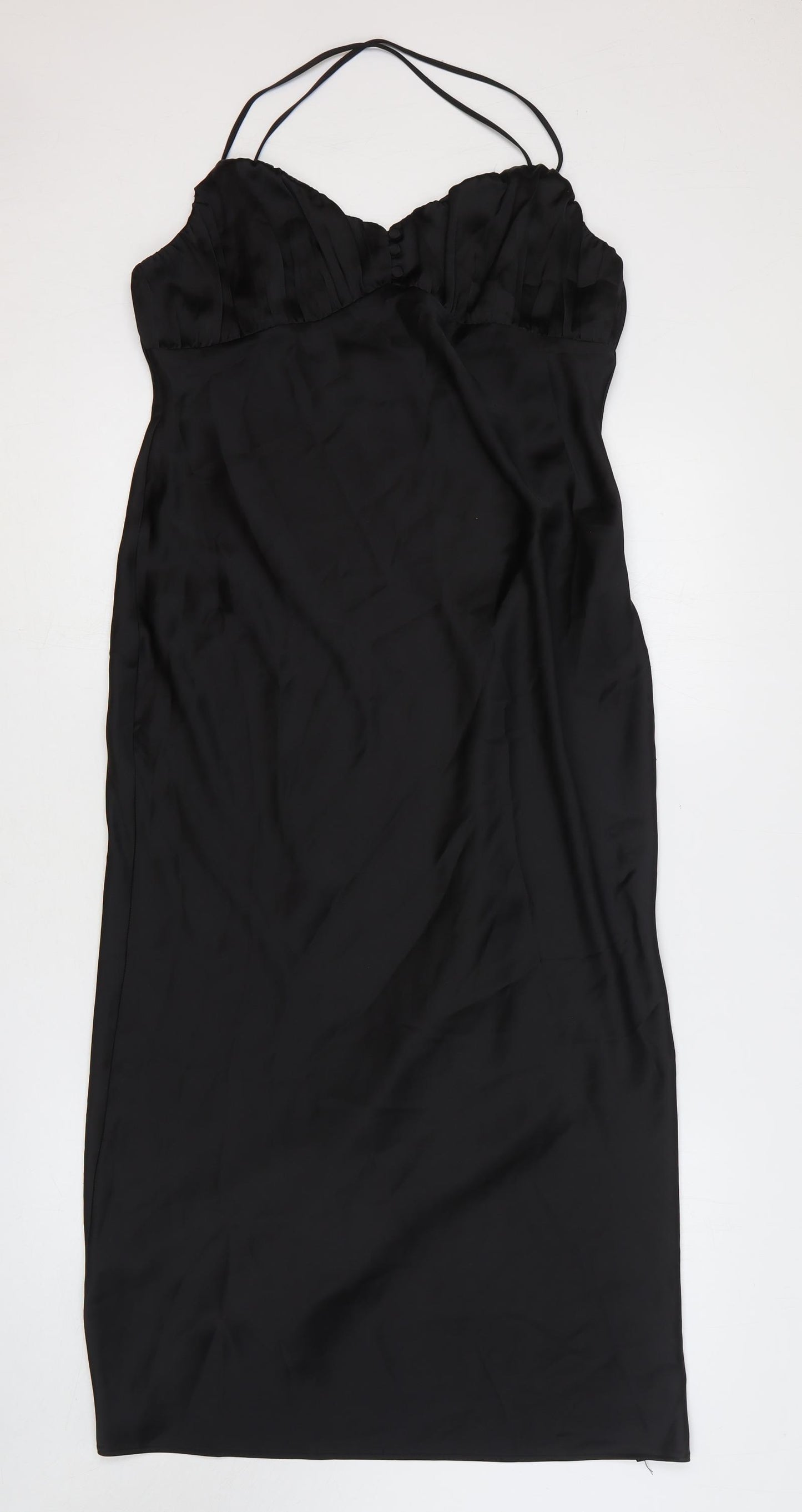 Zara Womens Black Polyester Maxi Size L Sweetheart Pullover