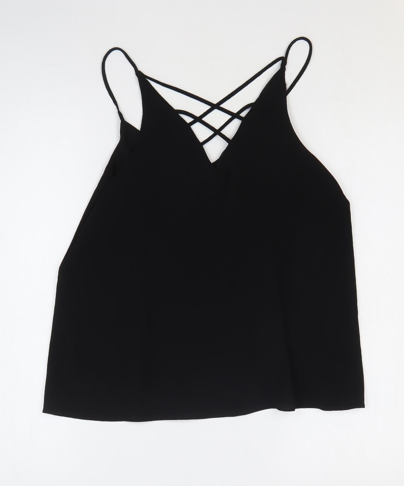 River Island Womens Black Polyester Camisole Tank Size 10 V-Neck