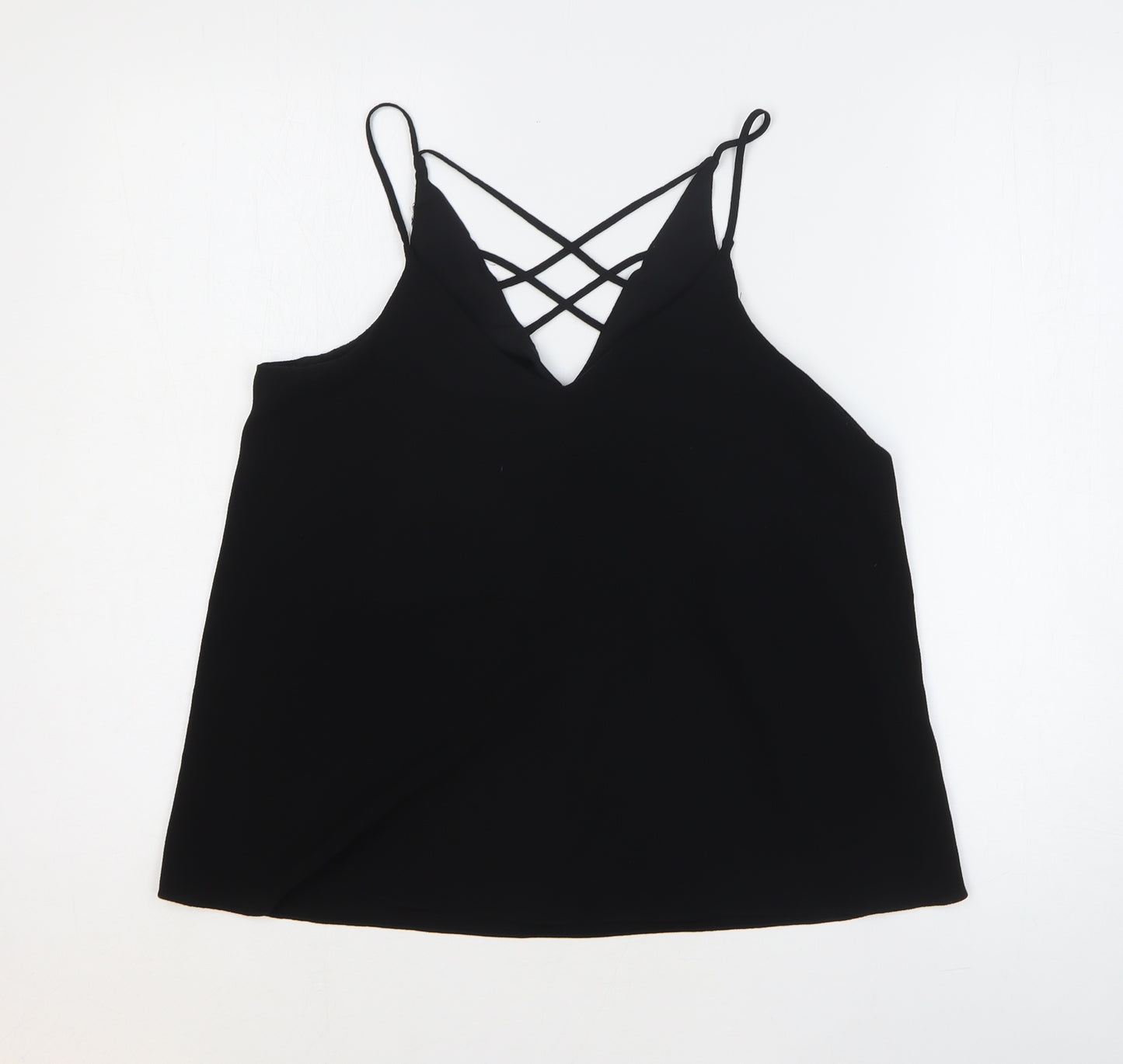 River Island Womens Black Polyester Camisole Tank Size 10 V-Neck