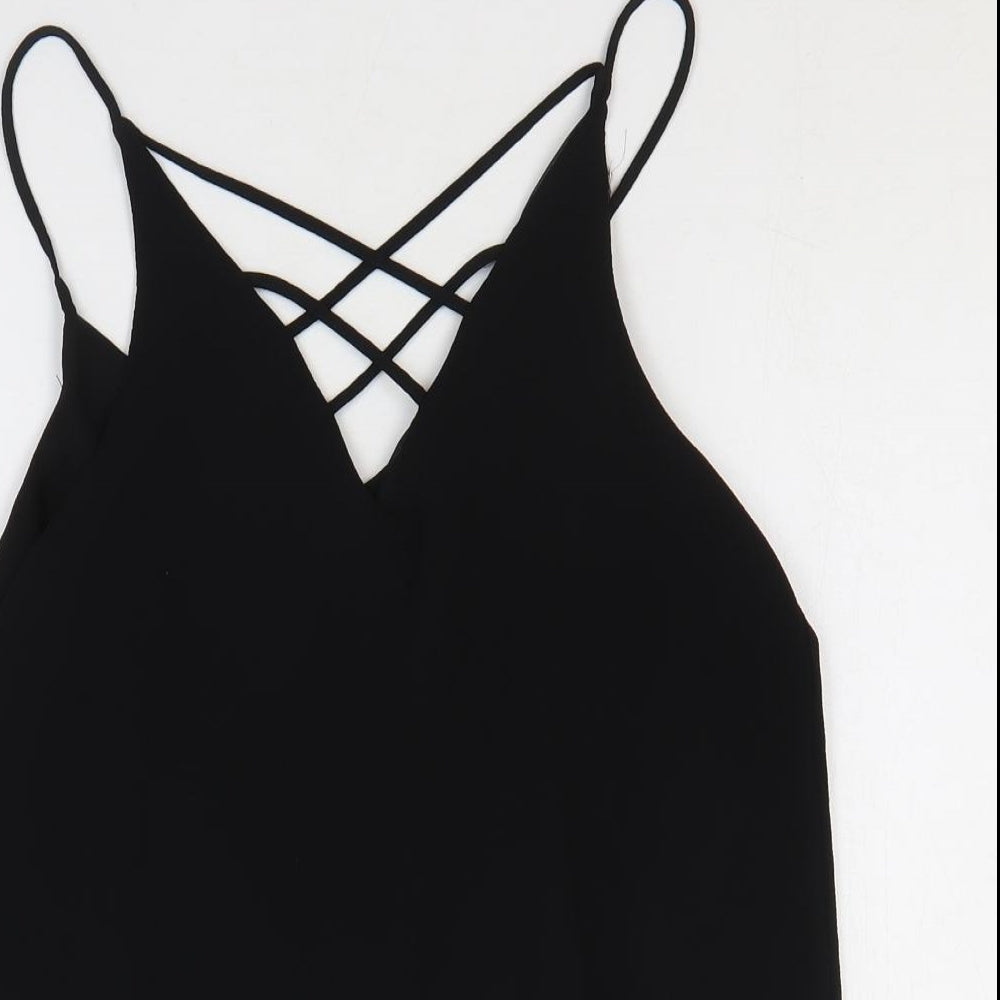 River Island Womens Black Polyester Camisole Tank Size 10 V-Neck