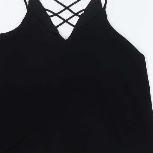 River Island Womens Black Polyester Camisole Tank Size 10 V-Neck