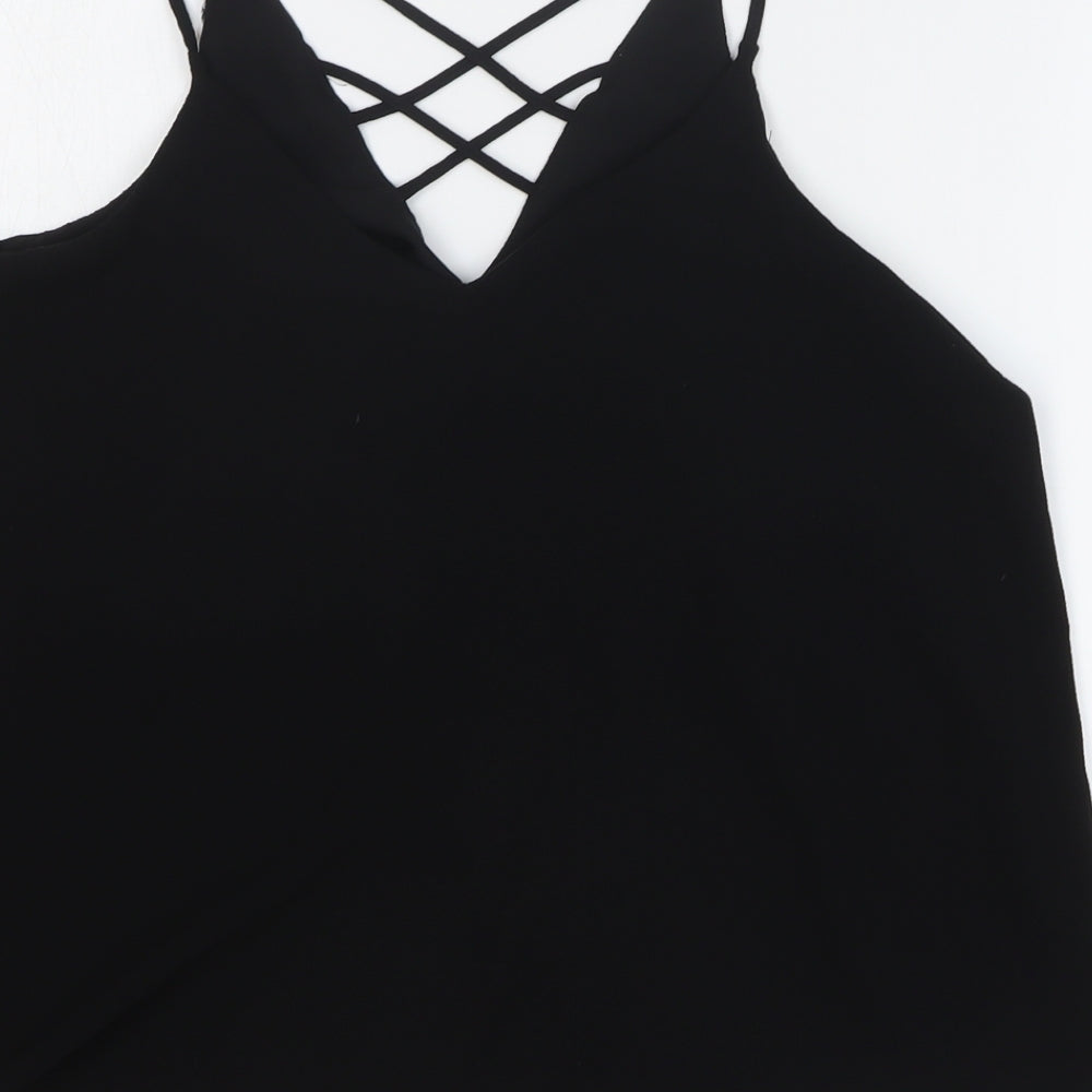 River Island Womens Black Polyester Camisole Tank Size 10 V-Neck