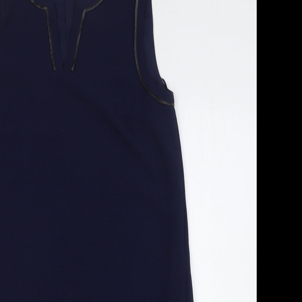 Marks and Spencer Womens Blue Polyester Tank Dress Size 12 V-Neck Zip