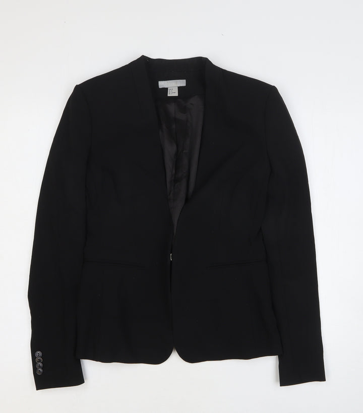 H&M Womens Black Jacket Blazer Size 10 Buckle