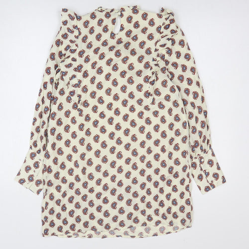Wild Honey Womens White Geometric Rayon Jumper Dress Size XS Round Neck Pullover