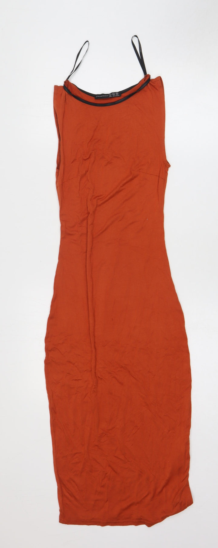 Atmosphere Womens Orange Viscose Slip Dress Size 6 Off the Shoulder Pullover