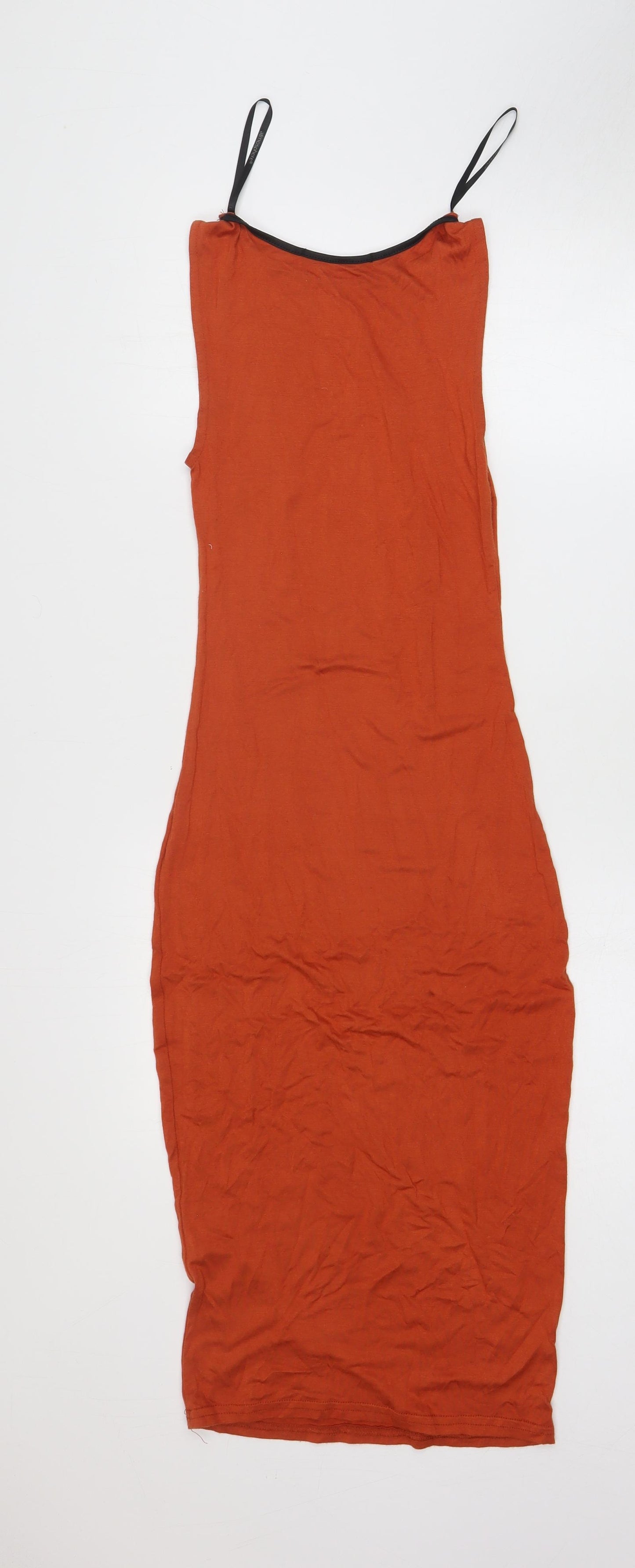 Atmosphere Womens Orange Viscose Slip Dress Size 6 Off the Shoulder Pullover