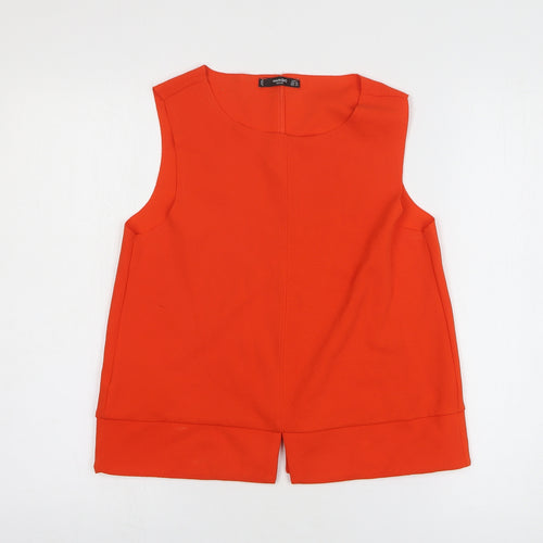 Mango Womens Orange Polyester Basic Tank Size S Boat Neck