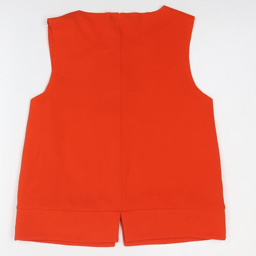 Mango Womens Orange Polyester Basic Tank Size S Boat Neck