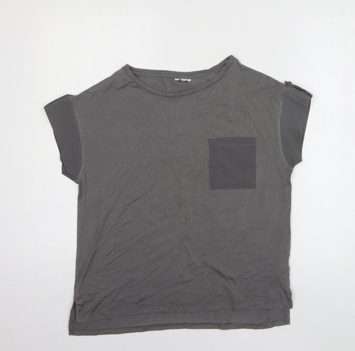 Sonder Studio Womens Grey Lyocell Basic T-Shirt Size 12 Round Neck