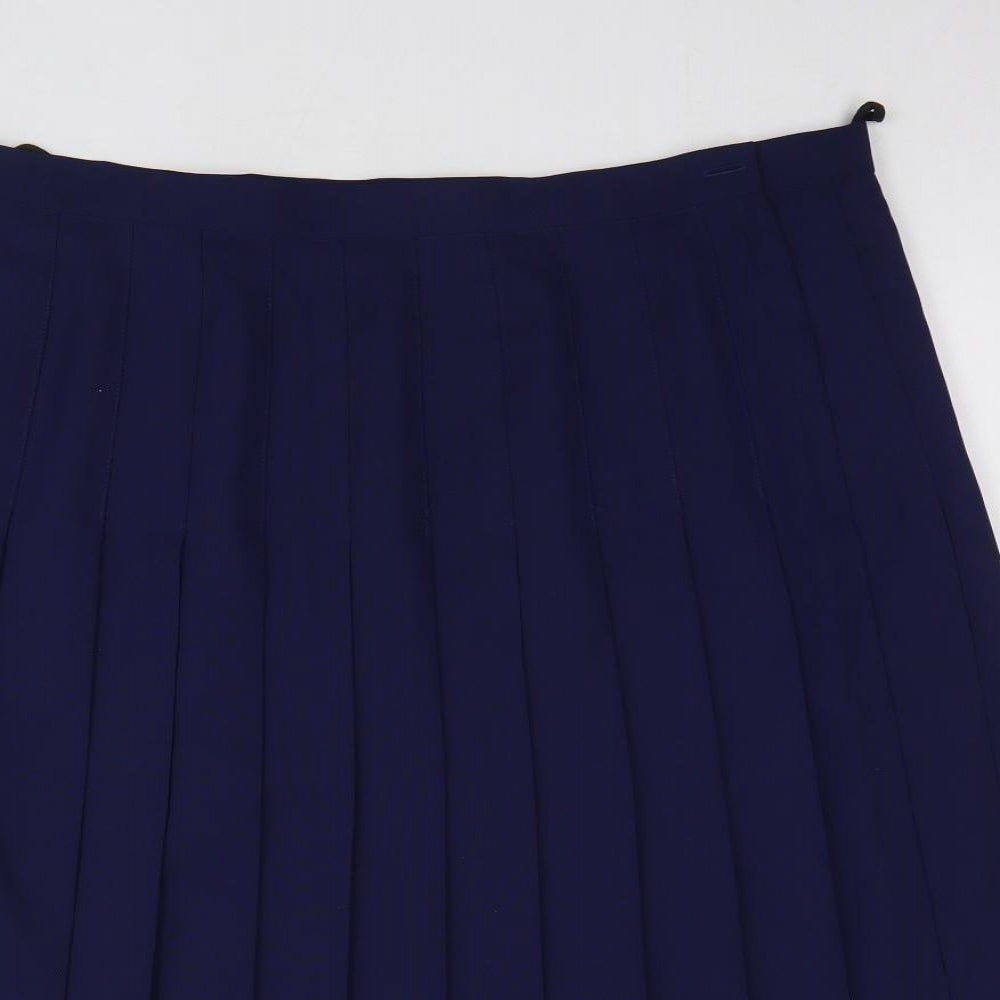 Preworn Womens Blue Polyester Pleated Skirt Size 24 Zip