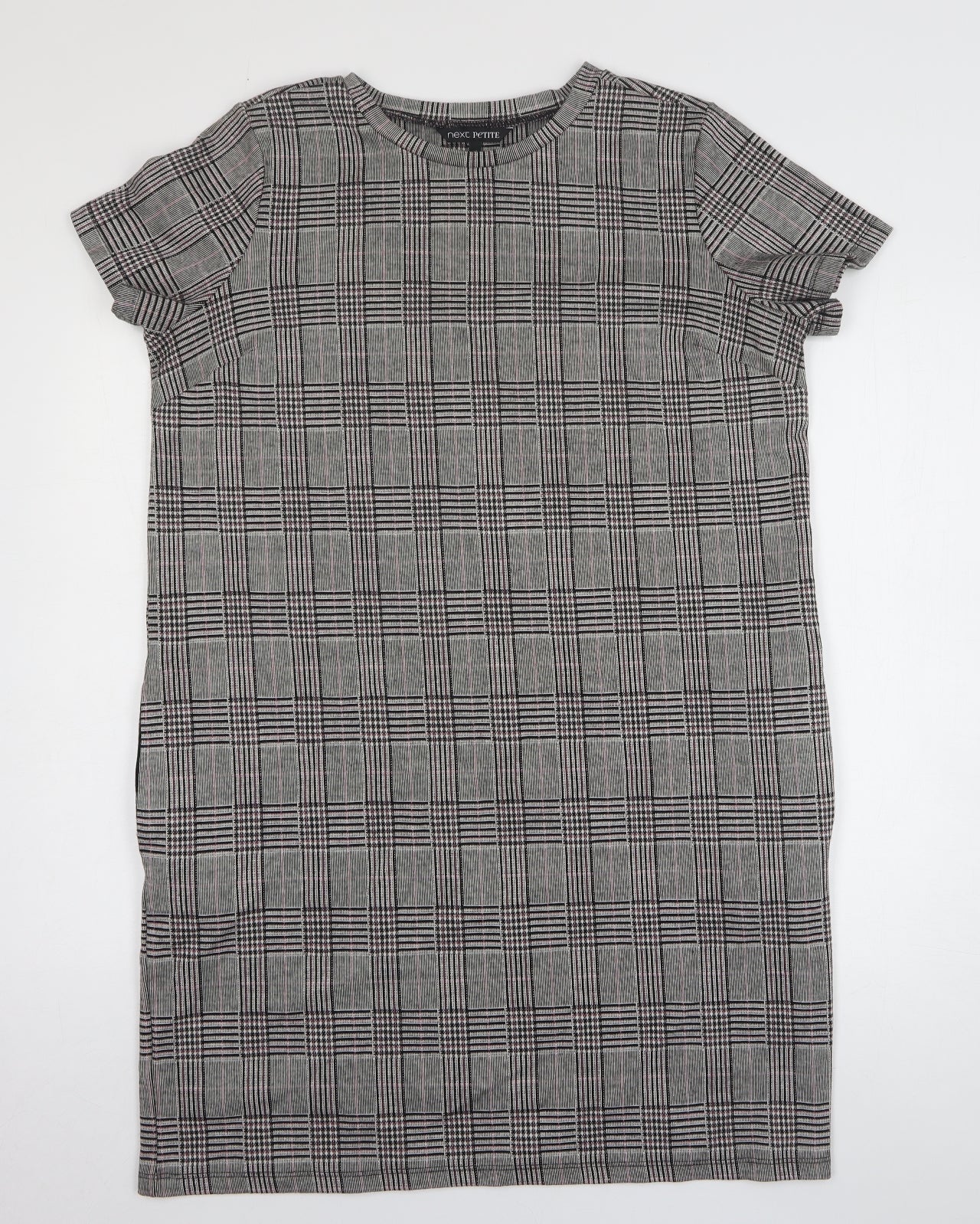 NEXT Womens Grey Plaid Polyester T-Shirt Dress Size 18 Round Neck Pullover
