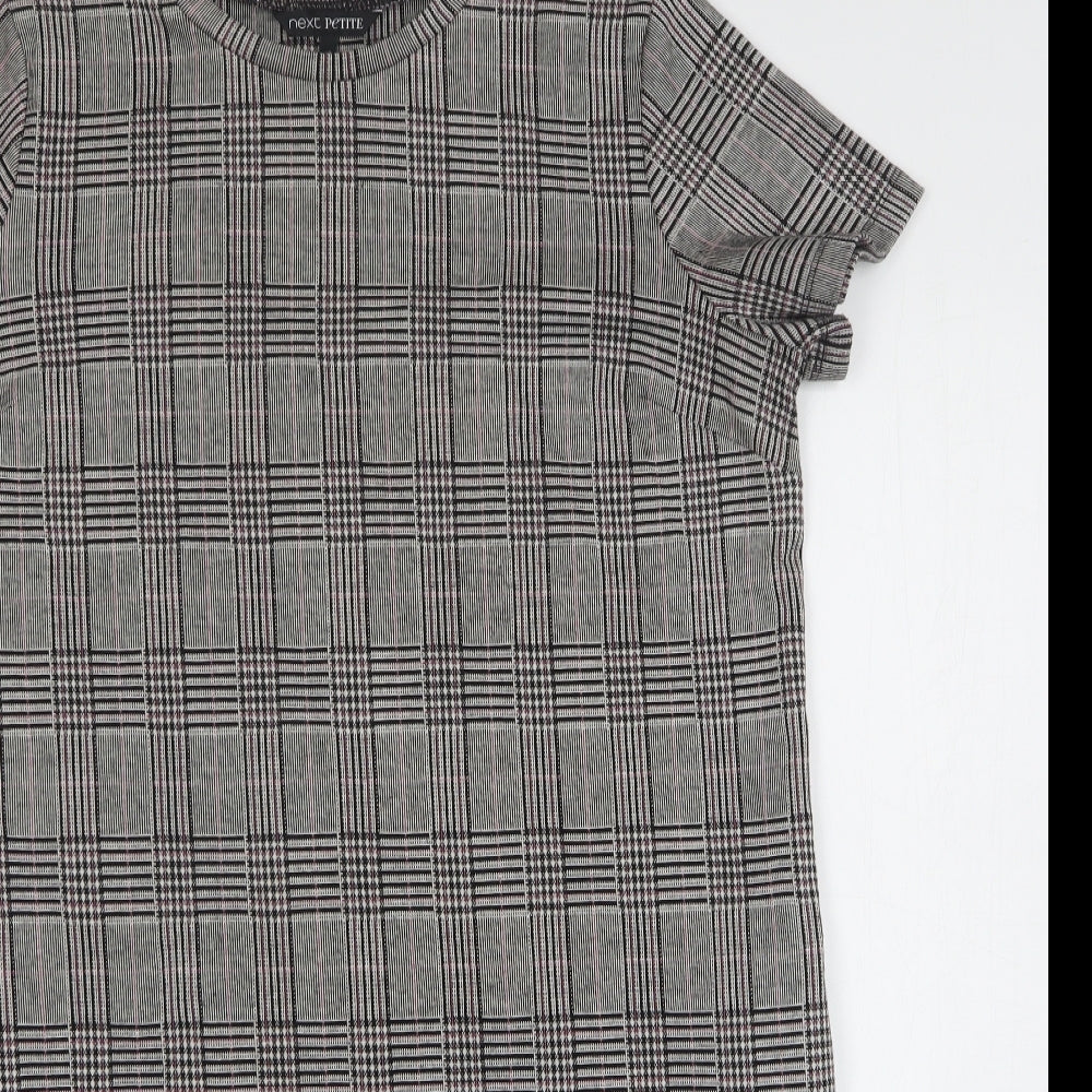 NEXT Womens Grey Plaid Polyester T-Shirt Dress Size 18 Round Neck Pullover