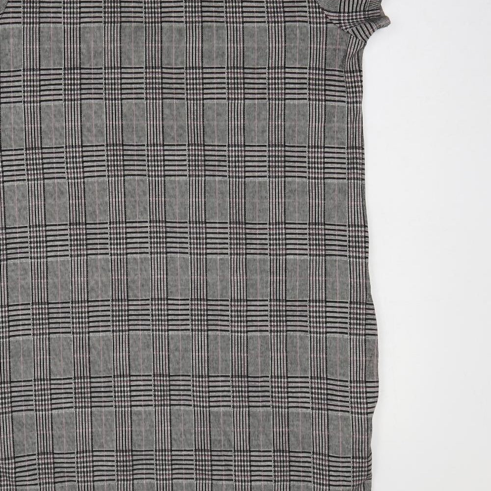 NEXT Womens Grey Plaid Polyester T-Shirt Dress Size 18 Round Neck Pullover