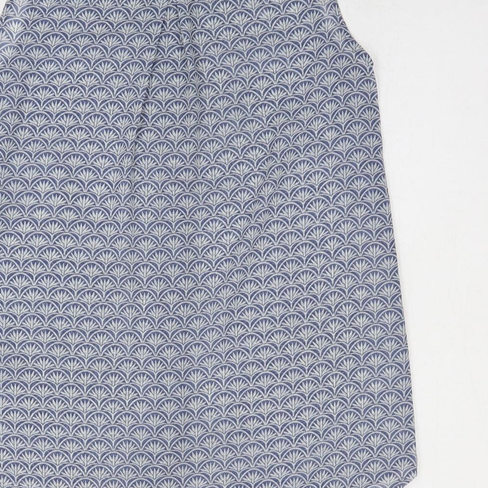 H&M Womens Blue Geometric Polyester Basic Blouse Size M Collared