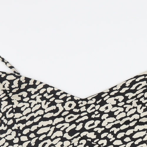 Quiz Womens Black Polyester Cropped Tank Size 10 V-Neck - Leopard Print