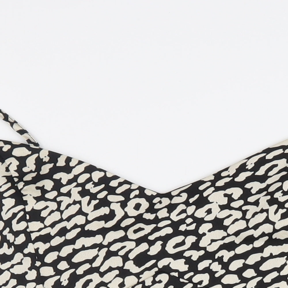 Quiz Womens Black Polyester Cropped Tank Size 10 V-Neck - Leopard Print