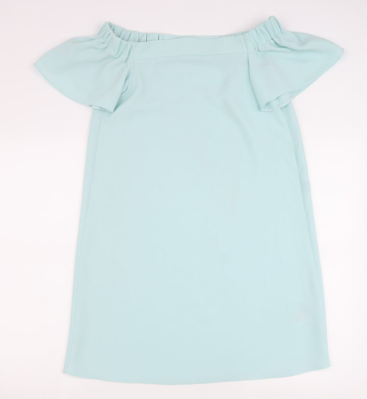 Topshop Womens Green Polyester T-Shirt Dress Size 6 Round Neck Pullover