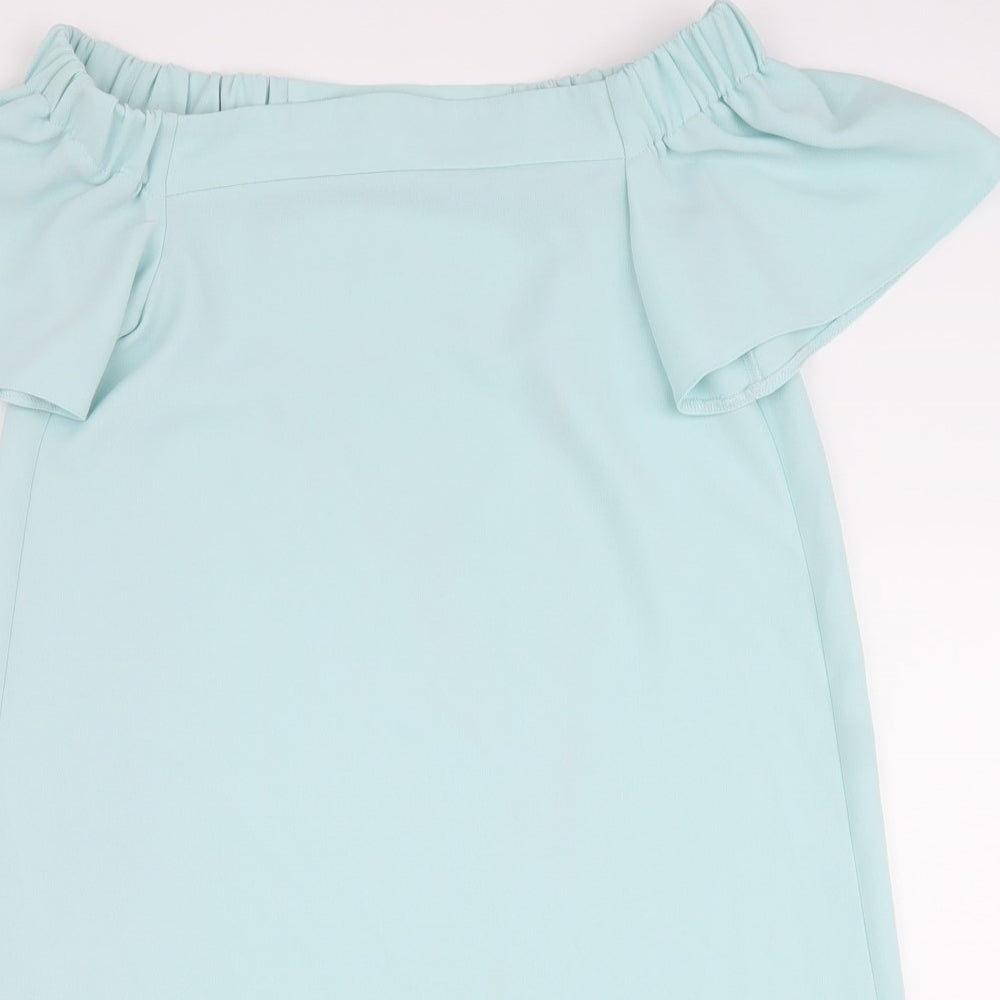 Topshop Womens Green Polyester T-Shirt Dress Size 6 Round Neck Pullover