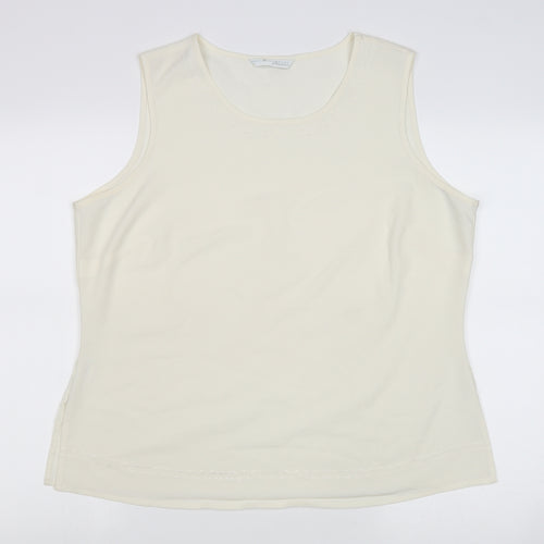AMARANTO Womens Beige Polyester Basic Tank Size 18 Round Neck