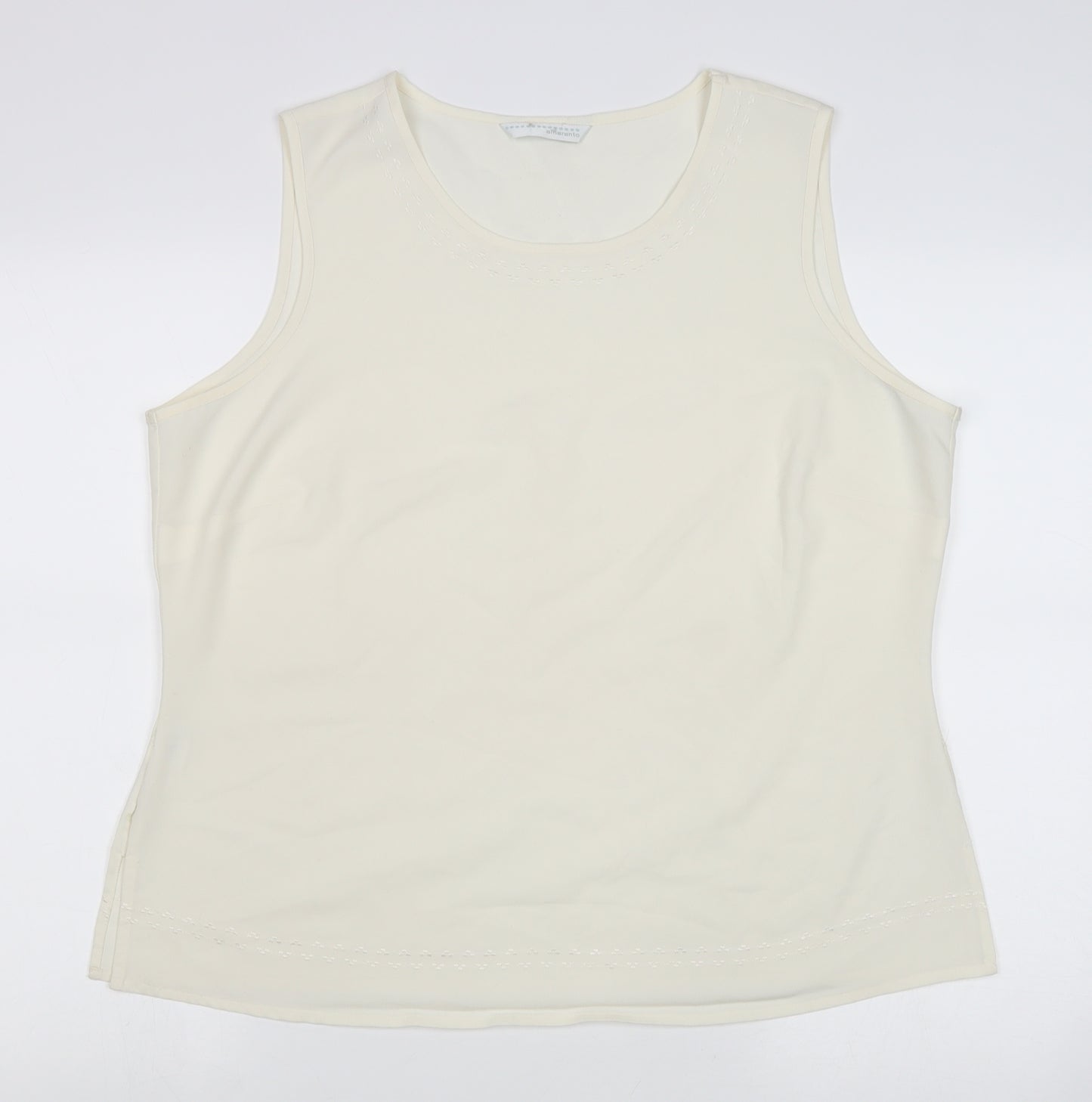 AMARANTO Womens Beige Polyester Basic Tank Size 18 Round Neck