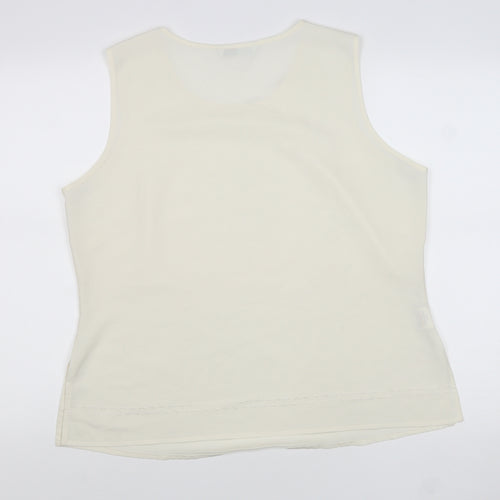 AMARANTO Womens Beige Polyester Basic Tank Size 18 Round Neck