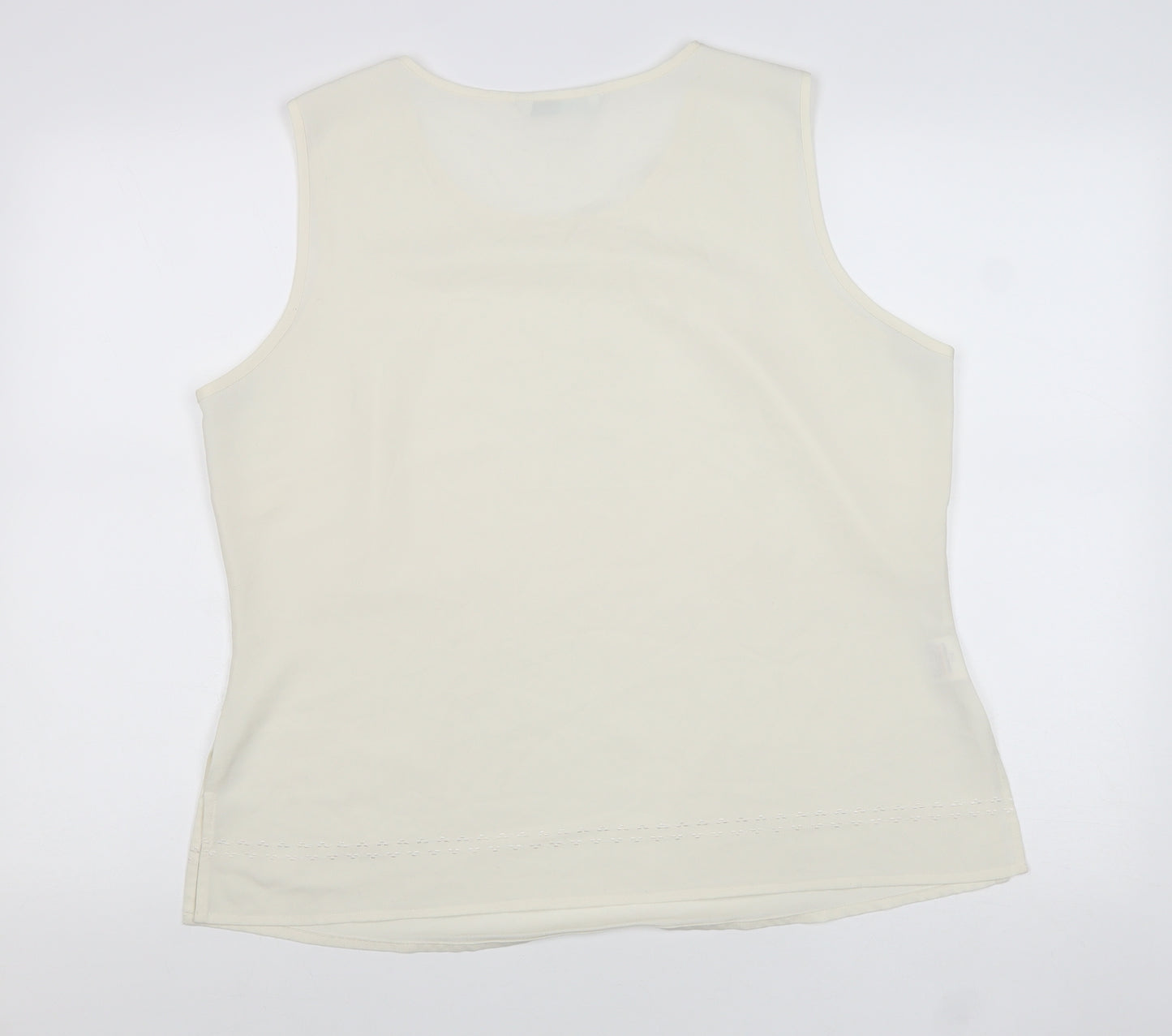 AMARANTO Womens Beige Polyester Basic Tank Size 18 Round Neck