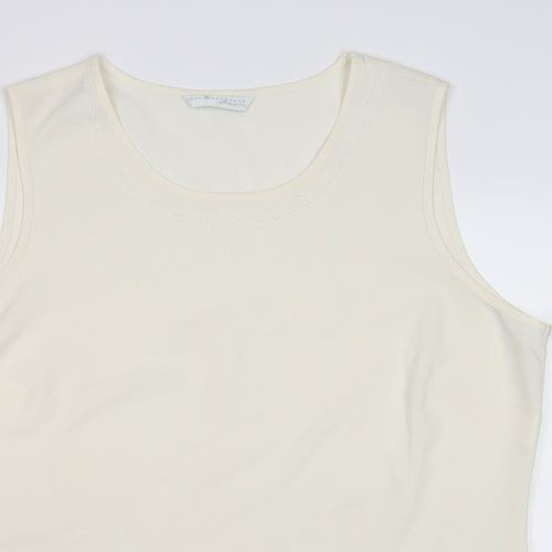 AMARANTO Womens Beige Polyester Basic Tank Size 18 Round Neck