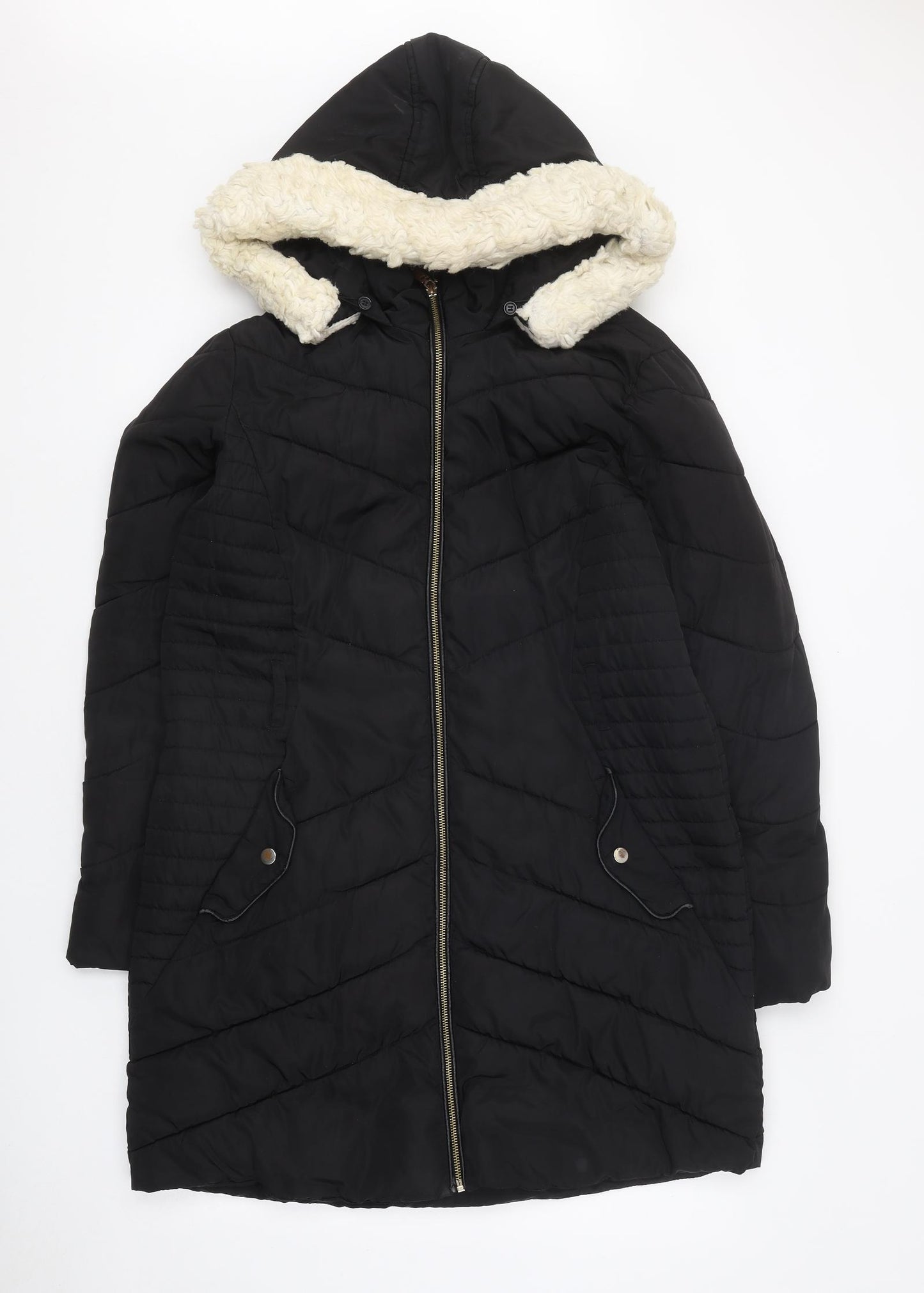 Dorothy Perkins Womens Black Parka Coat Size 12 Zip