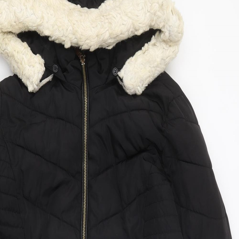 Dorothy Perkins Womens Black Parka Coat Size 12 Zip