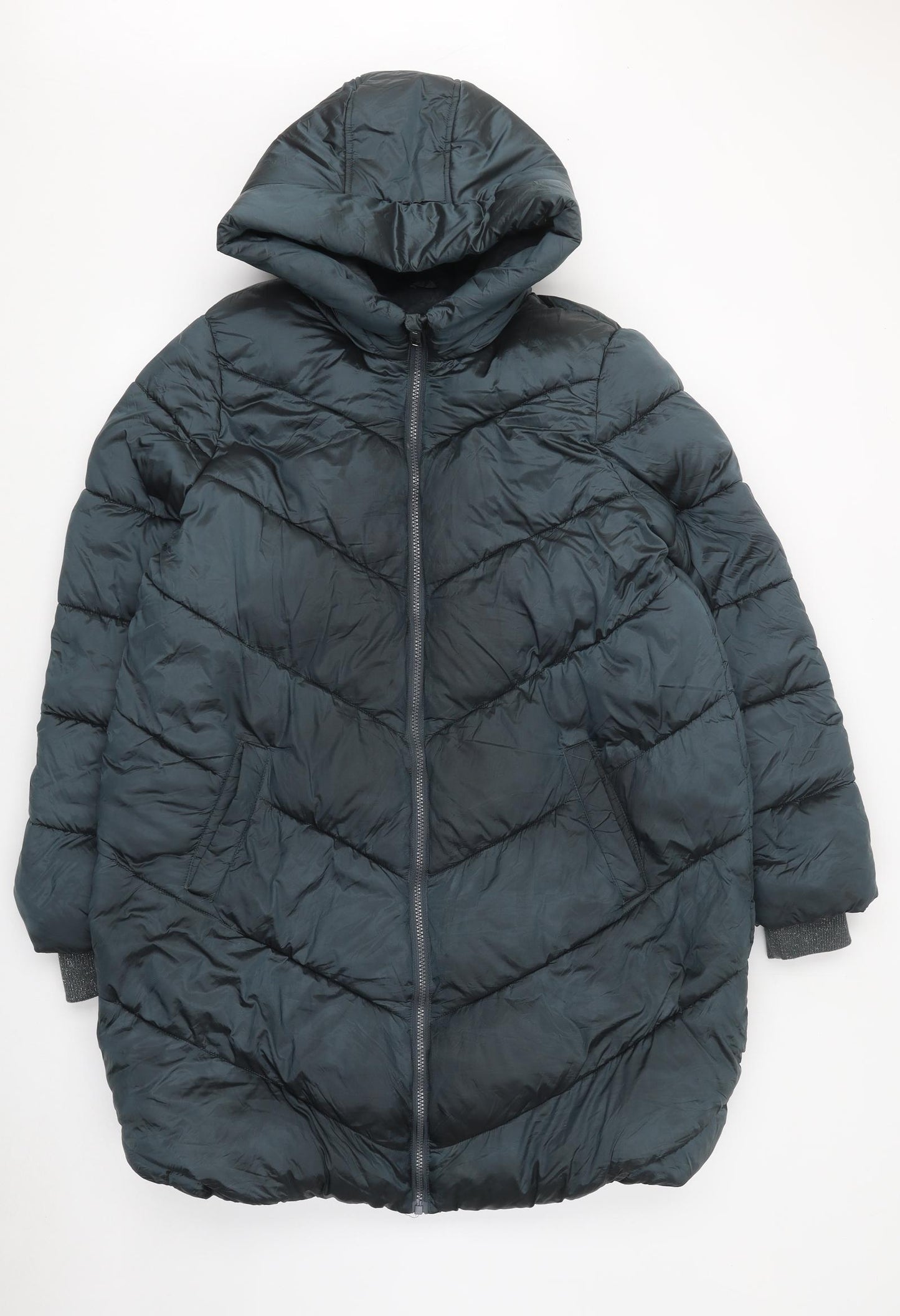 Marks and Spencer Girls Black Puffer Jacket Coat Size 15-16 Years Zip