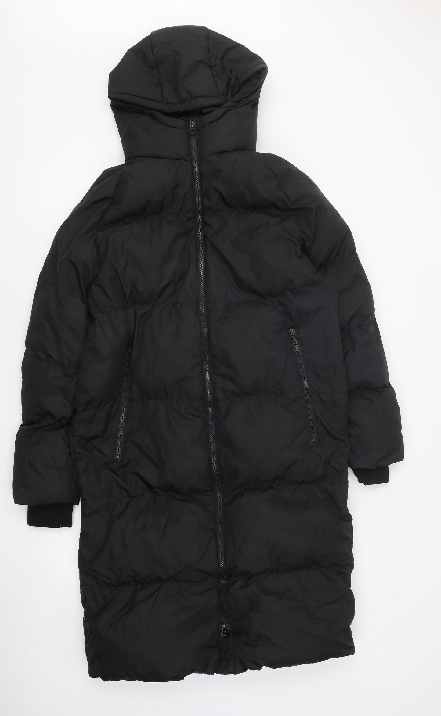 Quiz Womens Black Herringbone Puffer Jacket Coat Size 14 Zip