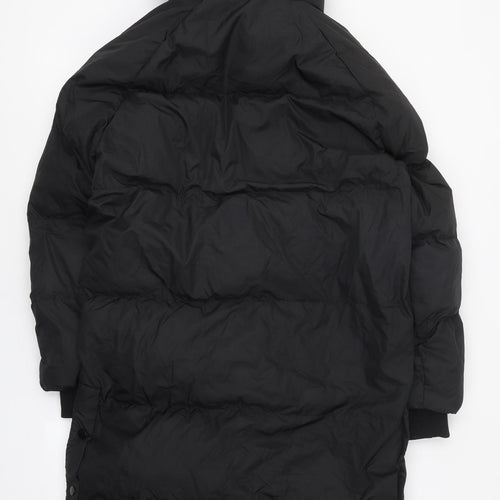 Quiz Womens Black Herringbone Puffer Jacket Coat Size 14 Zip